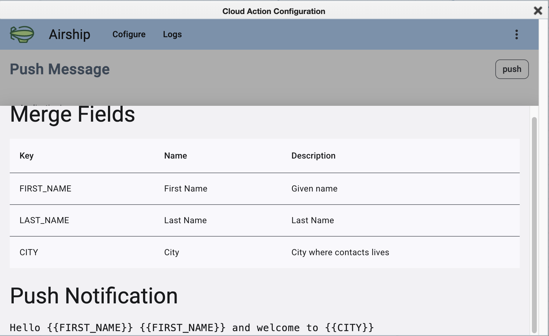 Template merge fields preview